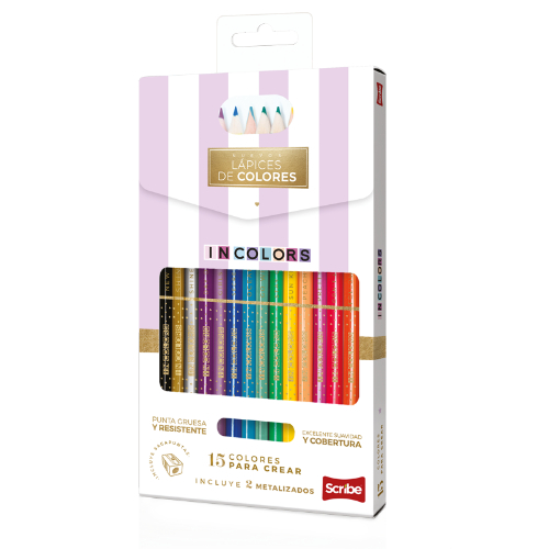 [1153264] Scribe Colores Uni Punta Triangular Incolores 15 Piezas
